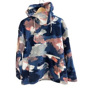 Dope Snow Cozy Hoodie Cumulus Fleece Women Large Blue Pink Camo Abstract